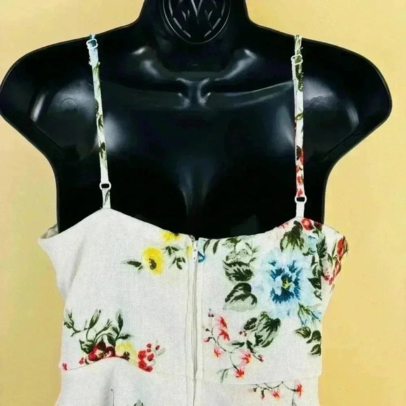 Altar’d State White Floral Plunge Neck Spaghetti Strap Tie Mini Dress Size L - Picture 10 of 16